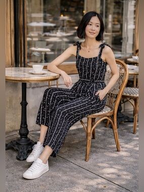 NWT Paige Belvedere Self-tie Black Floral Jumpsuit Size XS